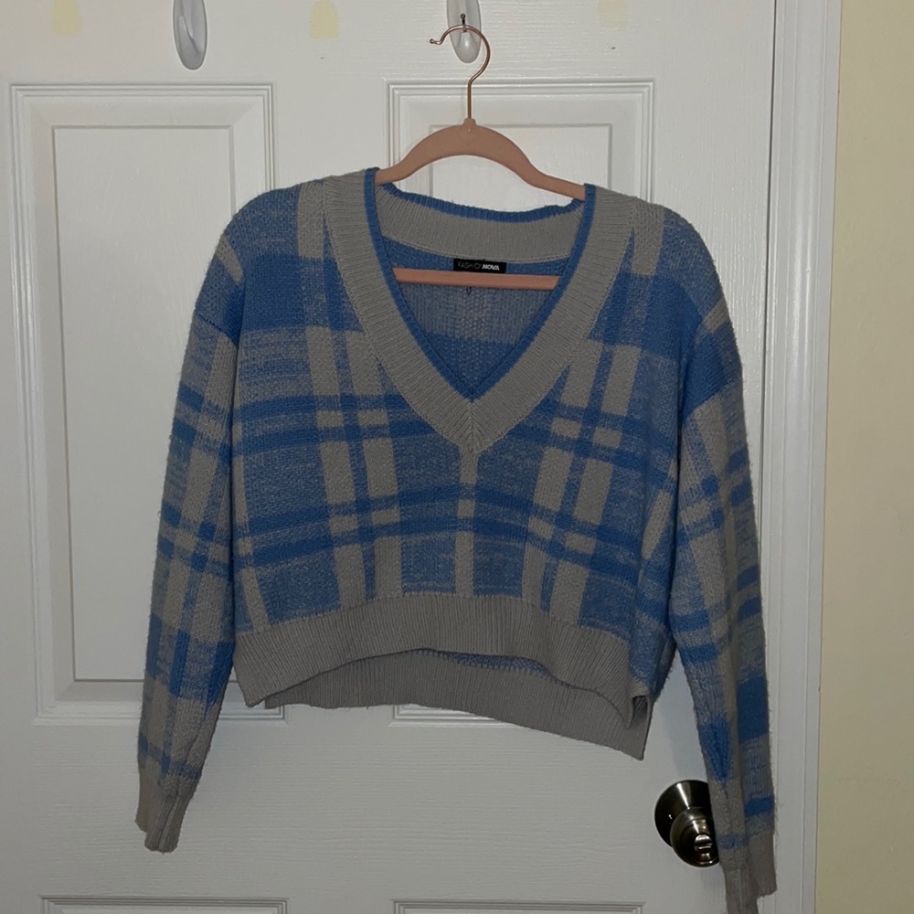 Blue and gray cropped sweater. Never worn.